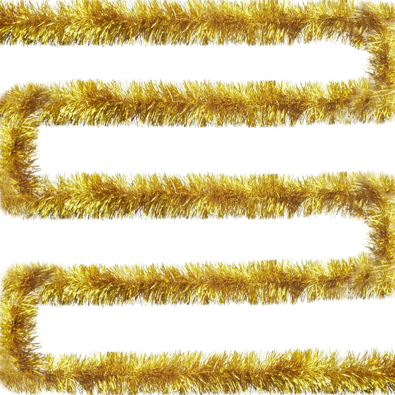 50 FT Christmas Garland Gold Tinsel Garland Christmas Tree Decorations - Non-Lit Xmas Holiday Decor Outdoor Indoor Home Garden Outside Wedding Party Artificial Thick Gold Decorative Garland